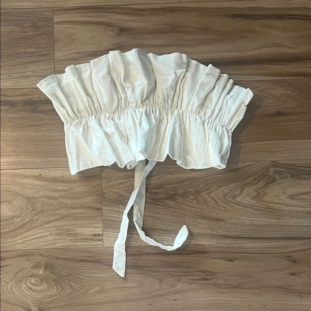 Indikah Ivory Ruffled Tie Back Crop Top